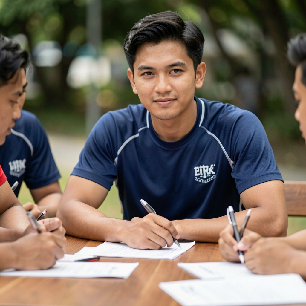 Nebula editorial team reviewing athletic development notes around a table in Jakarta